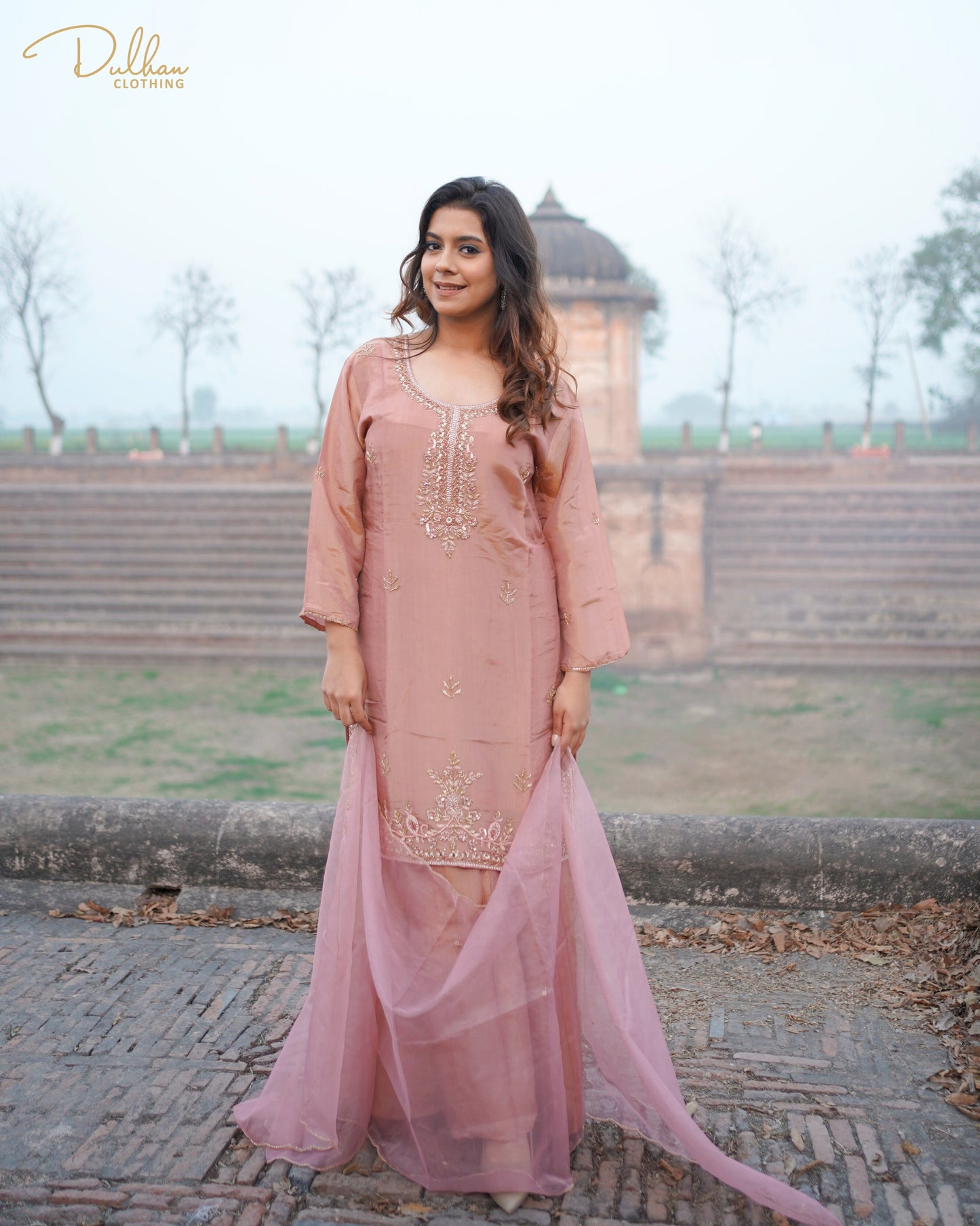 Elegant Peach Embroidered Kurta Set | MX 155A