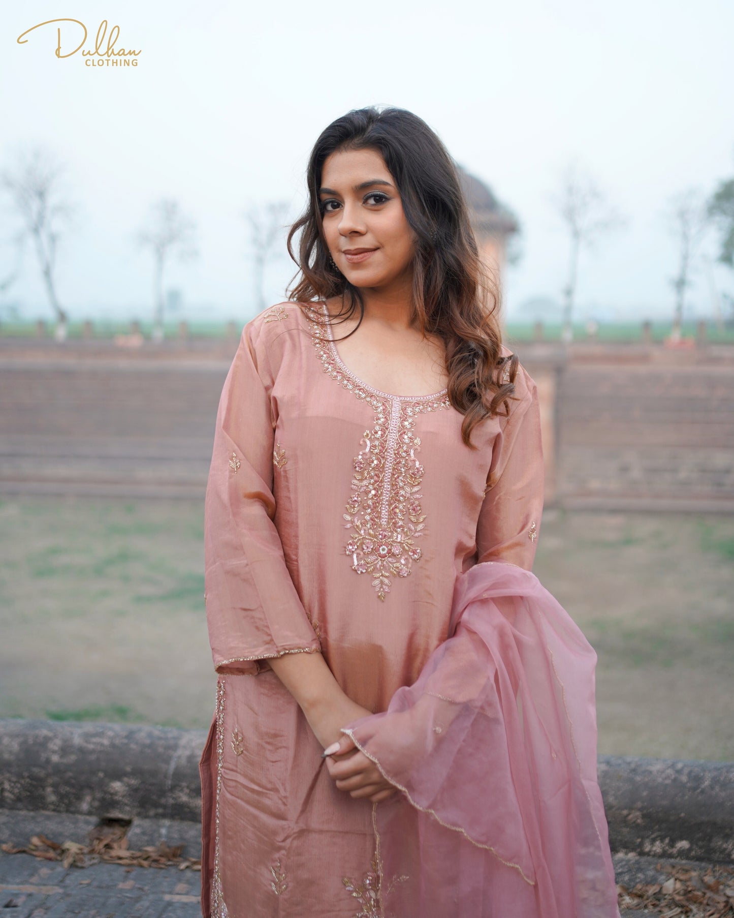 Elegant Peach Embroidered Kurta Set | MX 155A