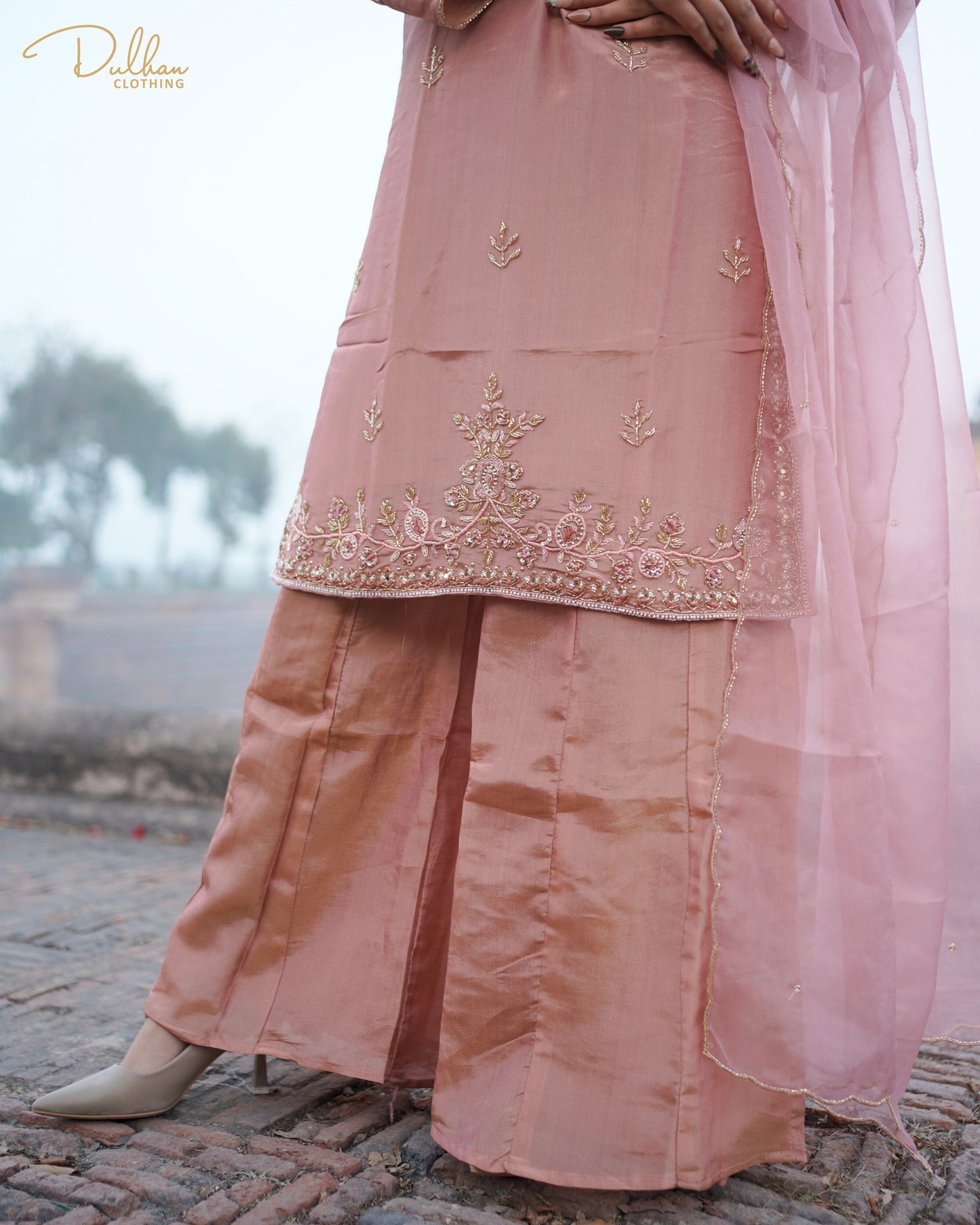 Elegant Peach Embroidered Kurta Set | MX 155A