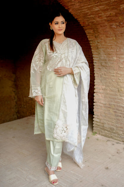 Pastel Green Embroidered Suit Set HM 117E
