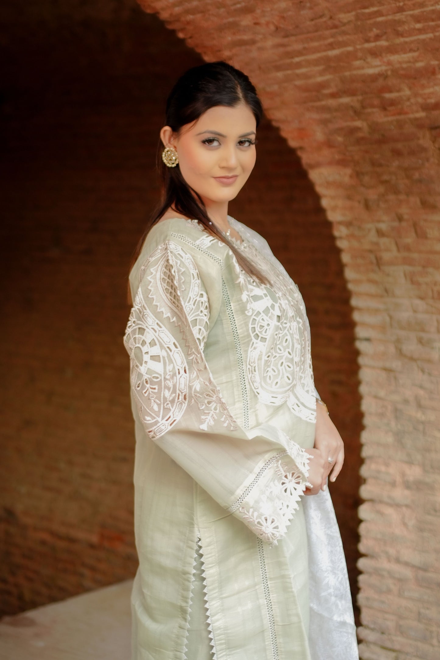 Pastel Green Embroidered Suit Set HM 117E