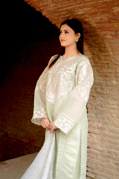 Pastel Green Embroidered Suit Set HM 117E