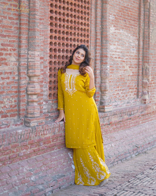 Mustard Embroidered Kurta Set | MX 164 A