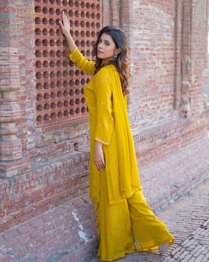 Mustard Embroidered Kurta Set | MX 164 A