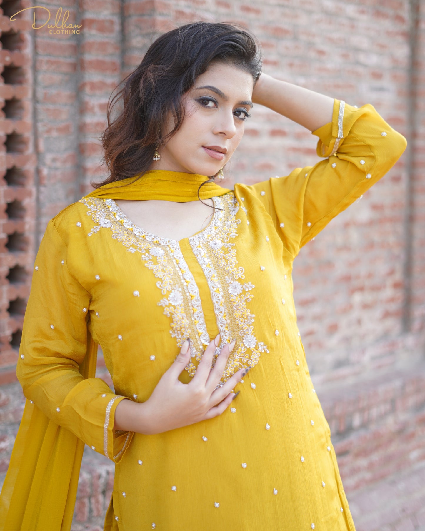 Mustard Embroidered Kurta Set | MX 164 A