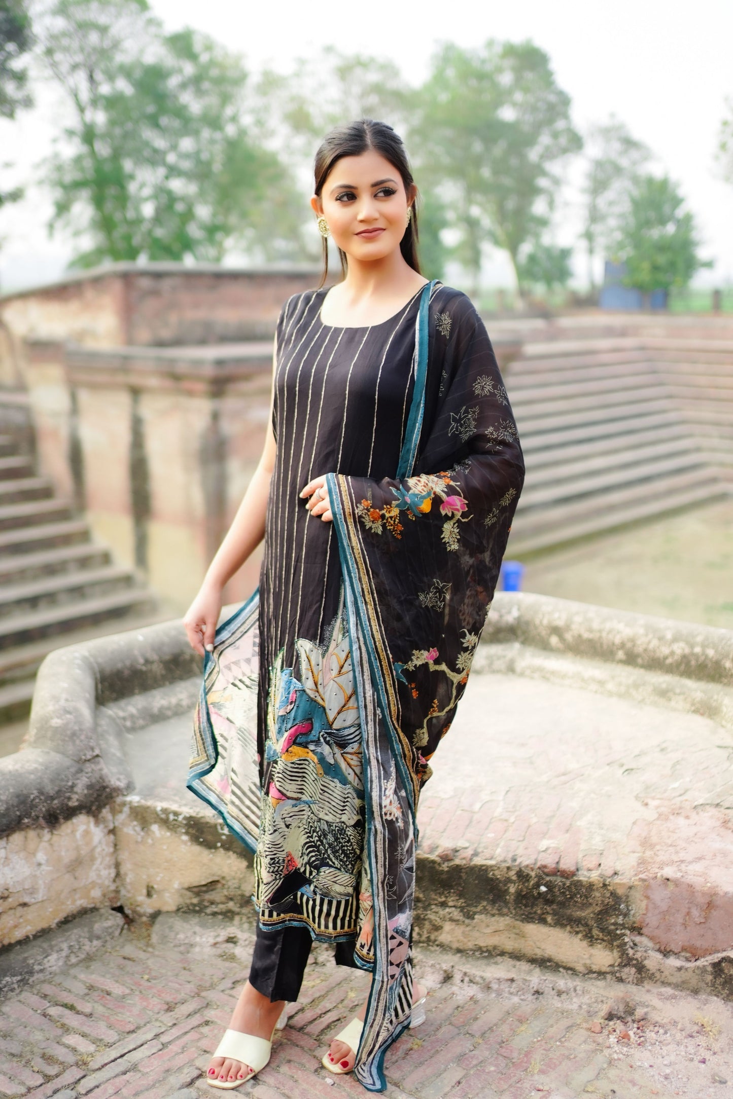 Black Printed Designer Suit Set GT 630A