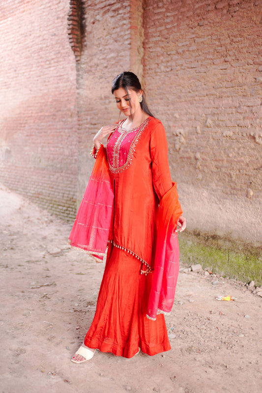Vibrant Orange Ethnic Suit Set GT 703A