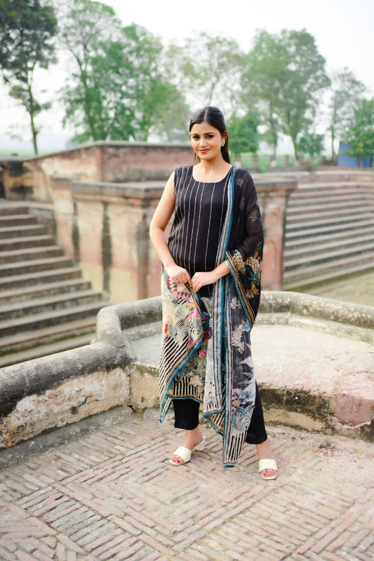 Black Printed Designer Suit Set GT 630A