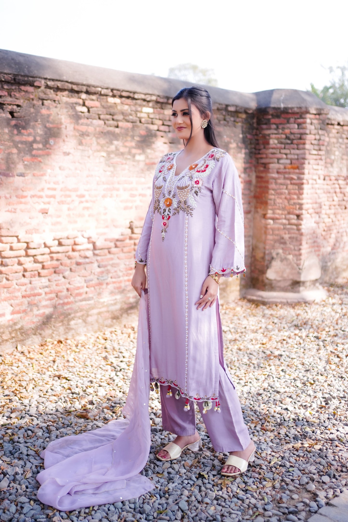 Pastel Purple Floral Embroidered Suit Z 368A