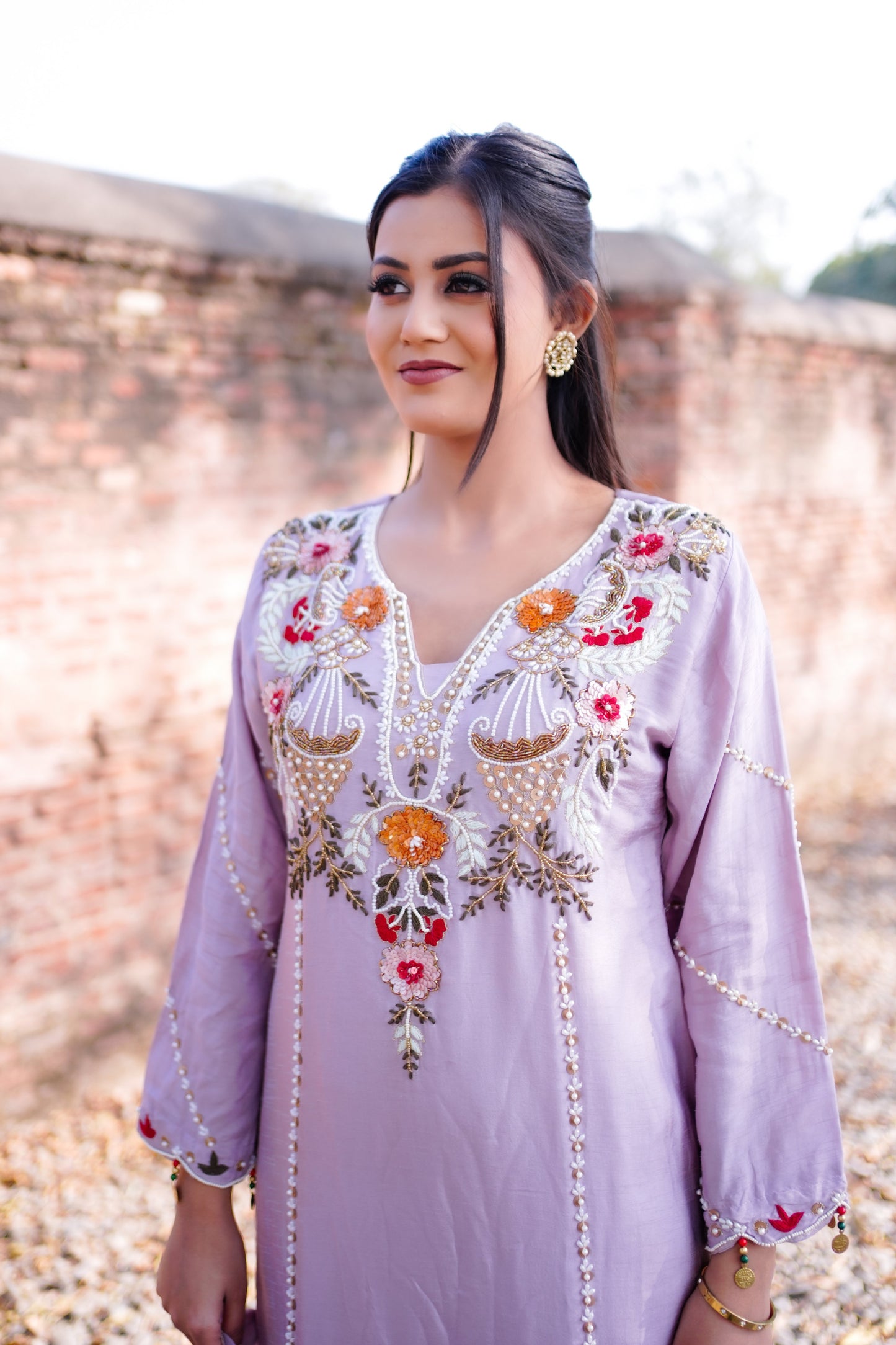 Pastel Purple Floral Embroidered Suit Z 368A