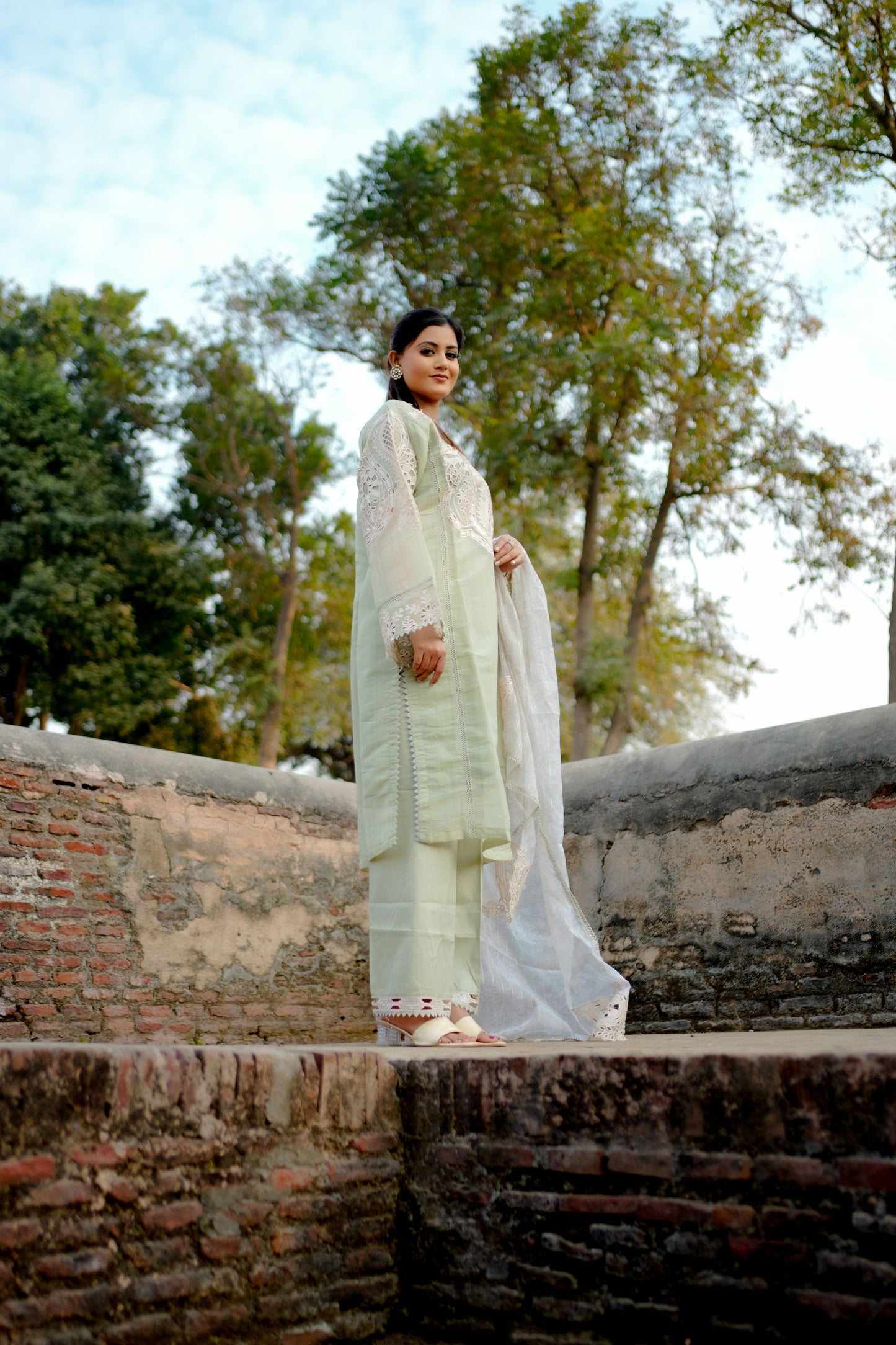 Pastel Green Embroidered Suit Set HM 117E